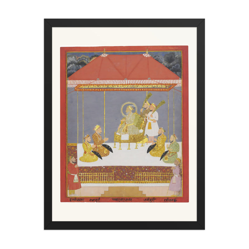 Bahadur Shah I Enthroned with His Sons | Restored Mughal Wall Art
