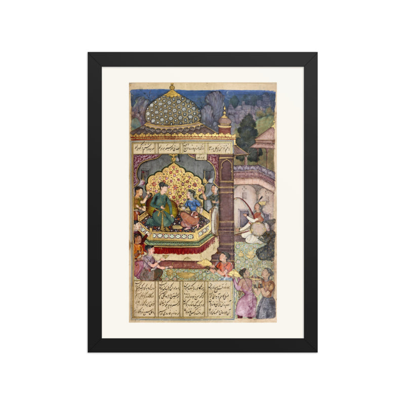 Bahram Gur in the Black Pavilion — Restored Mughal Wall Art