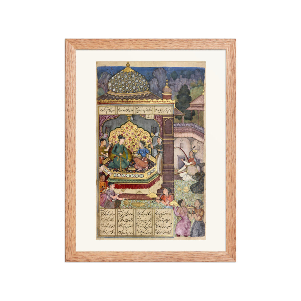 Bahram Gur in the Black Pavilion — Restored Mughal Wall Art — view 2