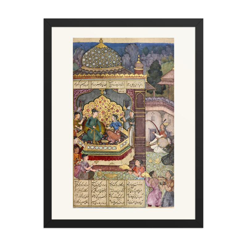 Bahram Gur in the Black Pavilion — Restored Mughal Wall Art