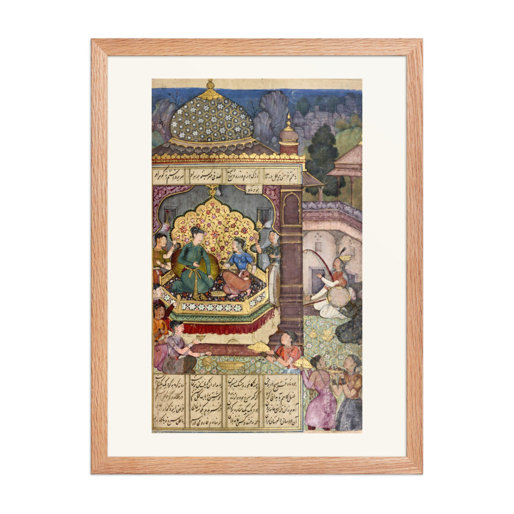 Bahram Gur in the Black Pavilion — Restored Mughal Wall Art — view 2