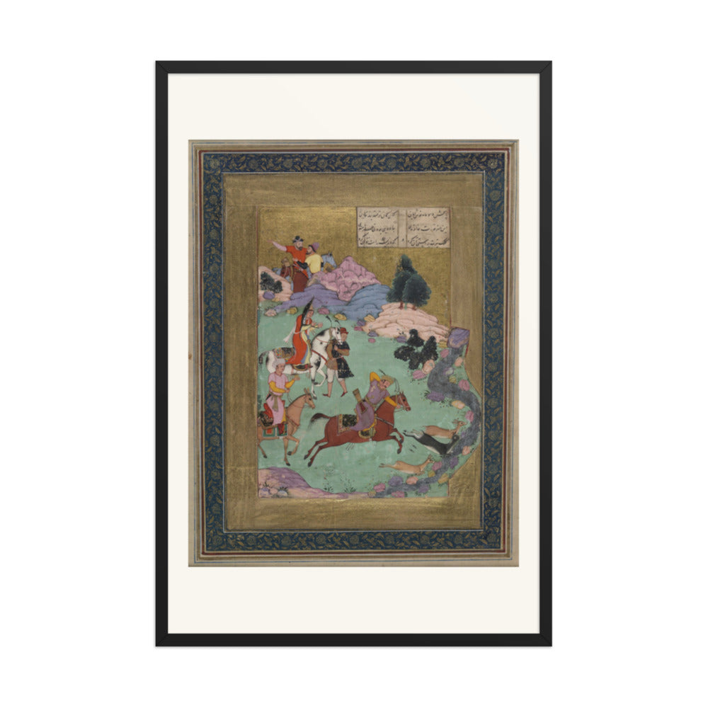 Bahram Gur Hunting — Shahnama Folio | Restored Mughal Wall Art — view 16