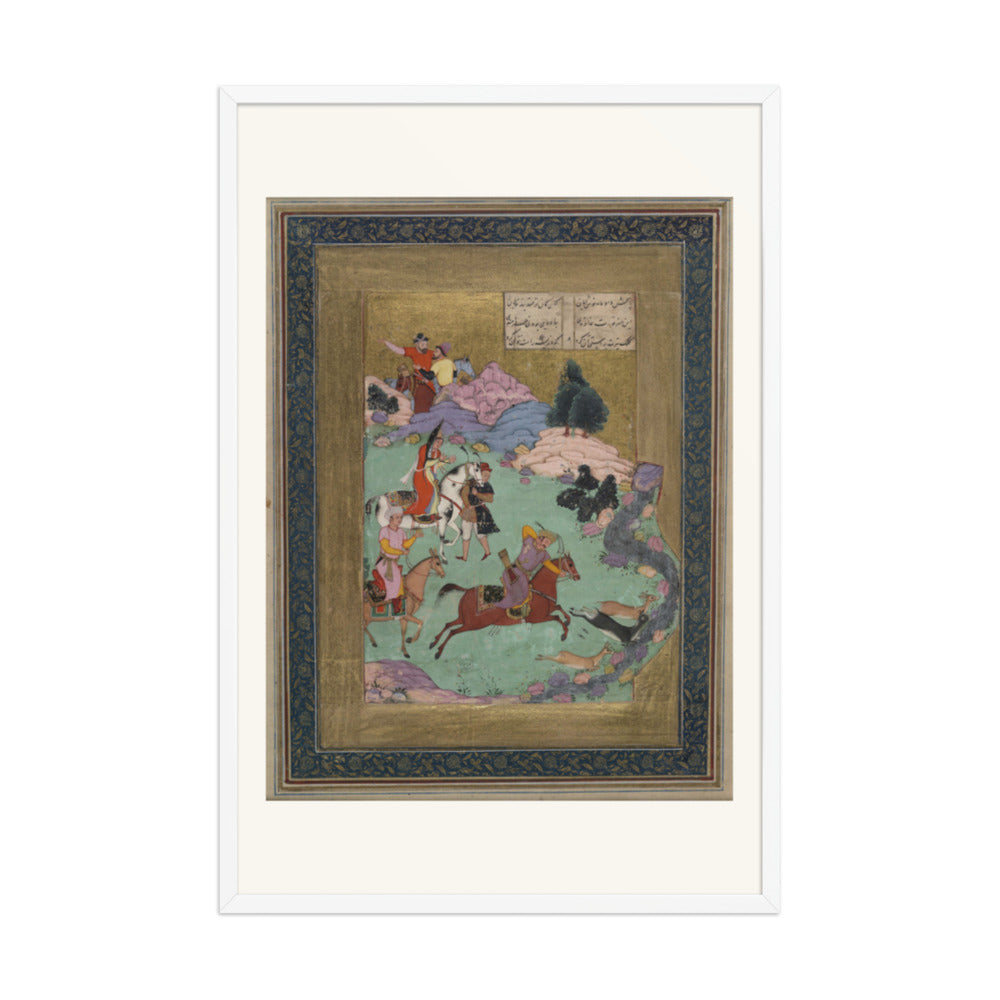 Bahram Gur Hunting — Shahnama Folio | Restored Mughal Wall Art — view 18