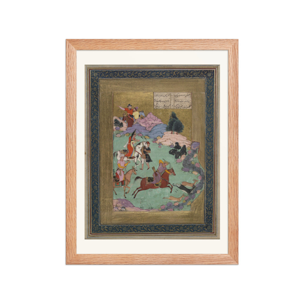Bahram Gur Hunting — Shahnama Folio | Restored Mughal Wall Art — view 4