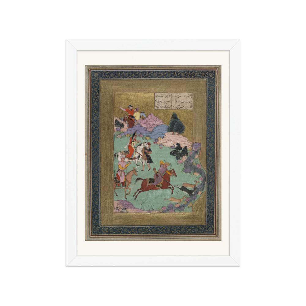 Bahram Gur Hunting — Shahnama Folio | Restored Mughal Wall Art — view 6