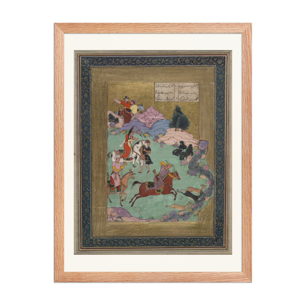Bahram Gur Hunting — Shahnama Folio | Restored Mughal Wall Art — view 3