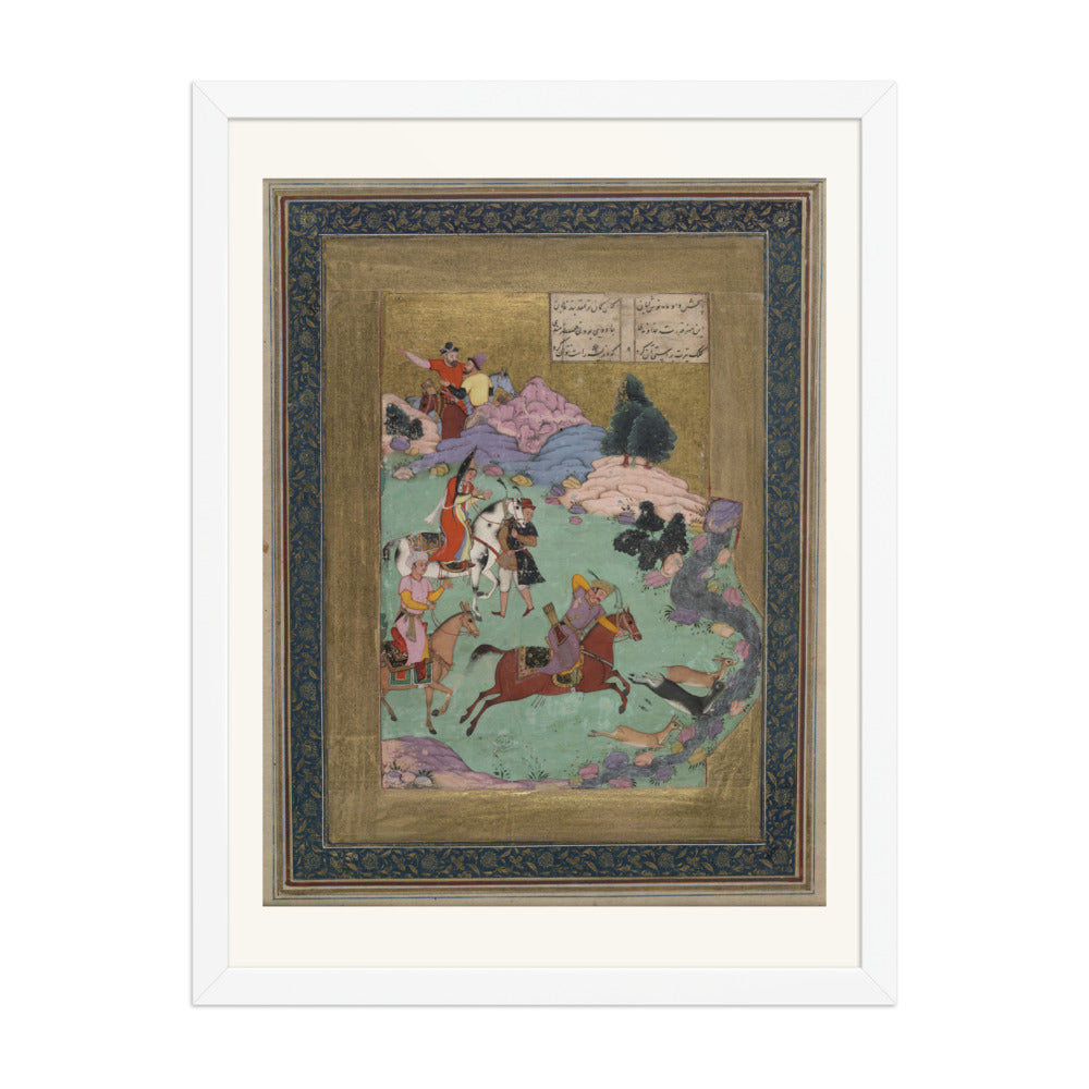 Bahram Gur Hunting — Shahnama Folio | Restored Mughal Wall Art — view 5