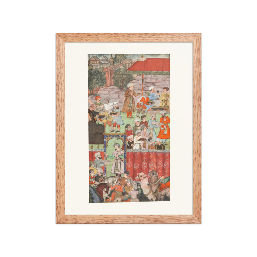 A Feast for Babur Hosted by Jahangir Mirza — Baburnama Folio | Restored Mughal Wall Art — view 2