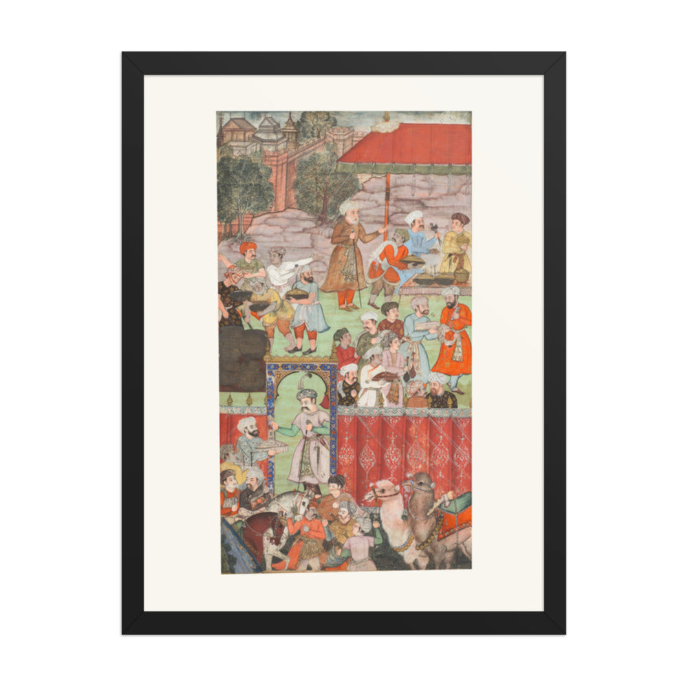 A Feast for Babur Hosted by Jahangir Mirza — Baburnama Folio | Restored Mughal Wall Art — view 4