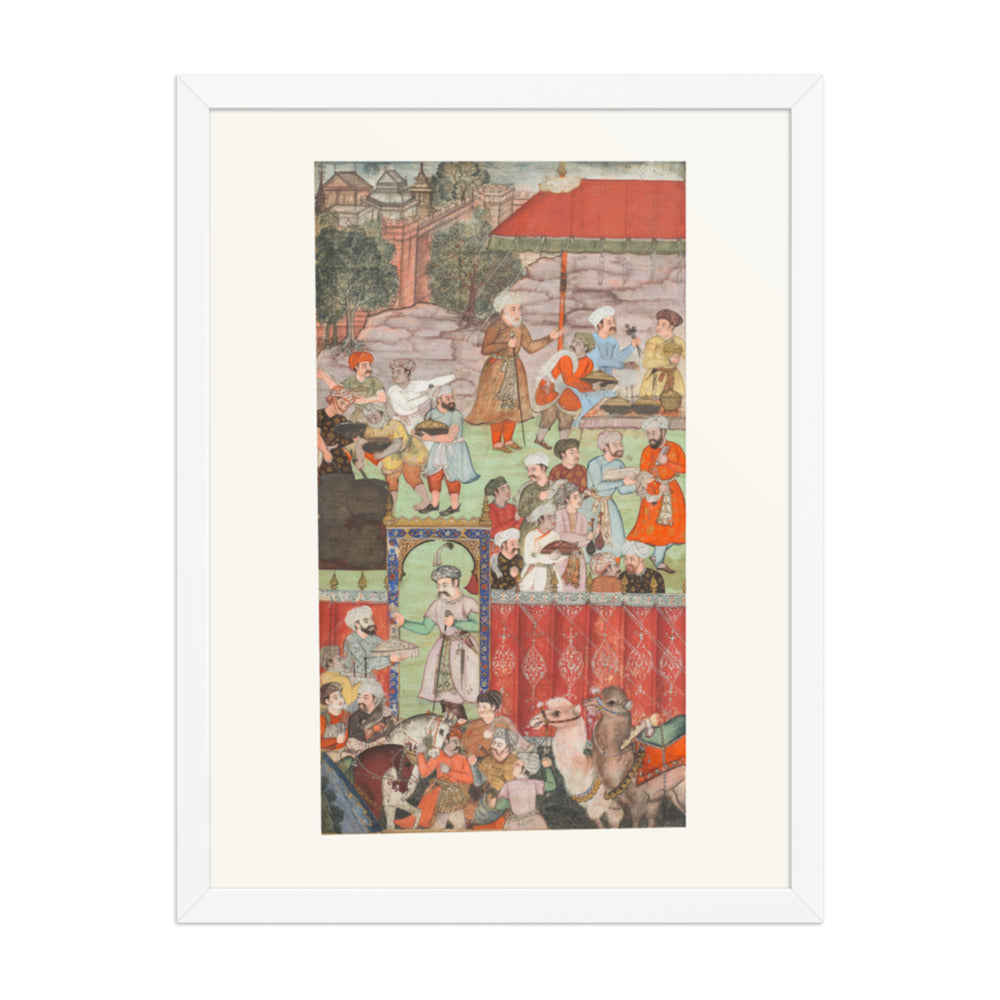 A Feast for Babur Hosted by Jahangir Mirza — Baburnama Folio | Restored Mughal Wall Art — view 6