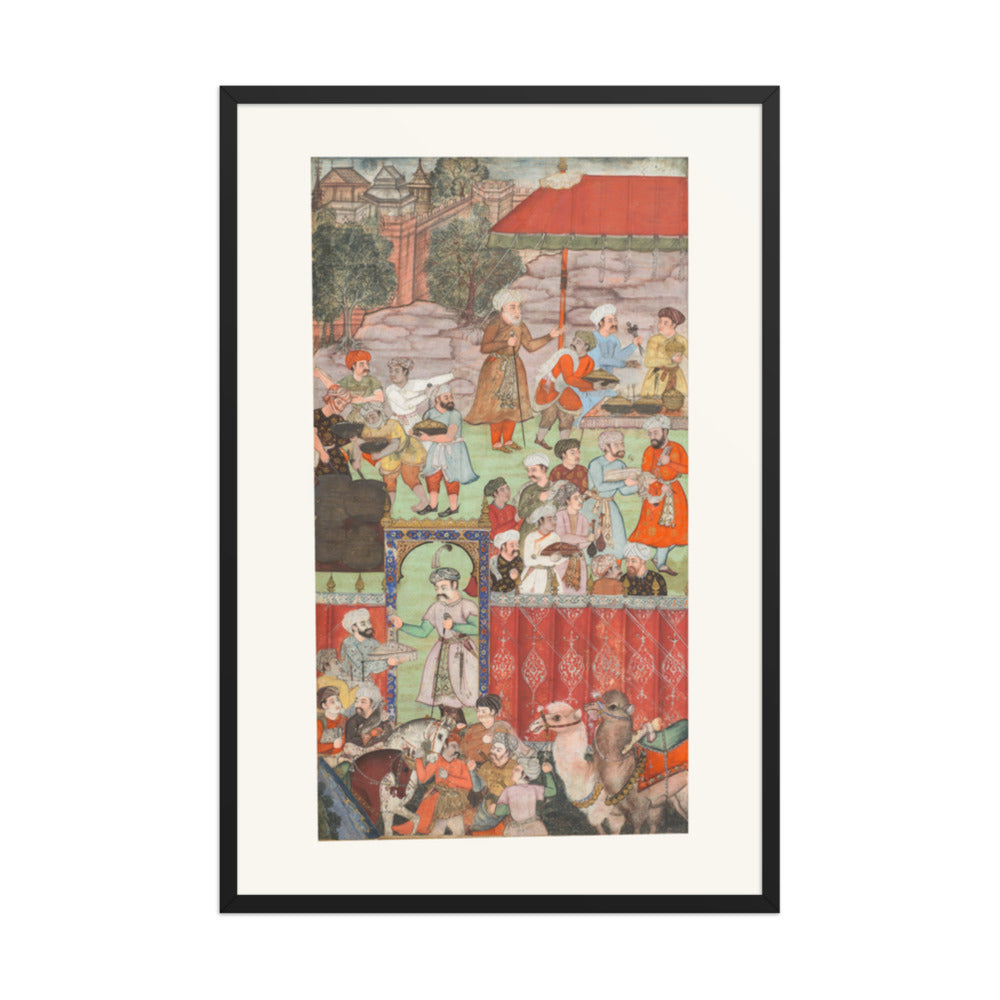 A Feast for Babur Hosted by Jahangir Mirza — Baburnama Folio | Restored Mughal Wall Art — view 7