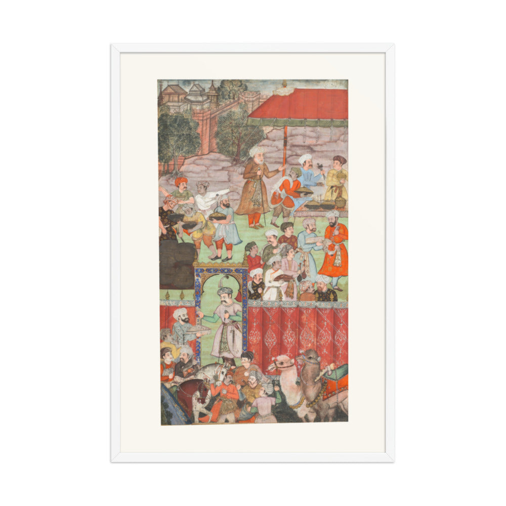 A Feast for Babur Hosted by Jahangir Mirza — Baburnama Folio | Restored Mughal Wall Art — view 9
