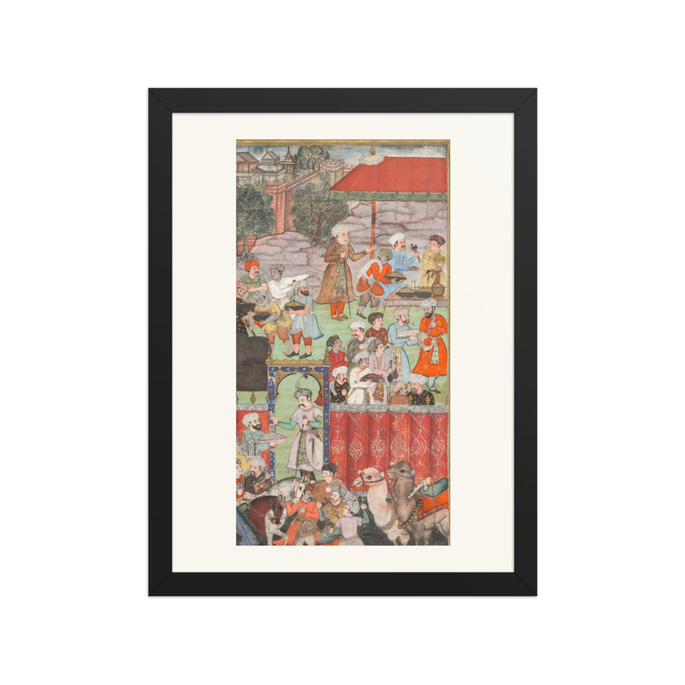 A Feast for Babur Hosted by Jahangir Mirza — Baburnama Folio | Restored Mughal Wall Art — view 4
