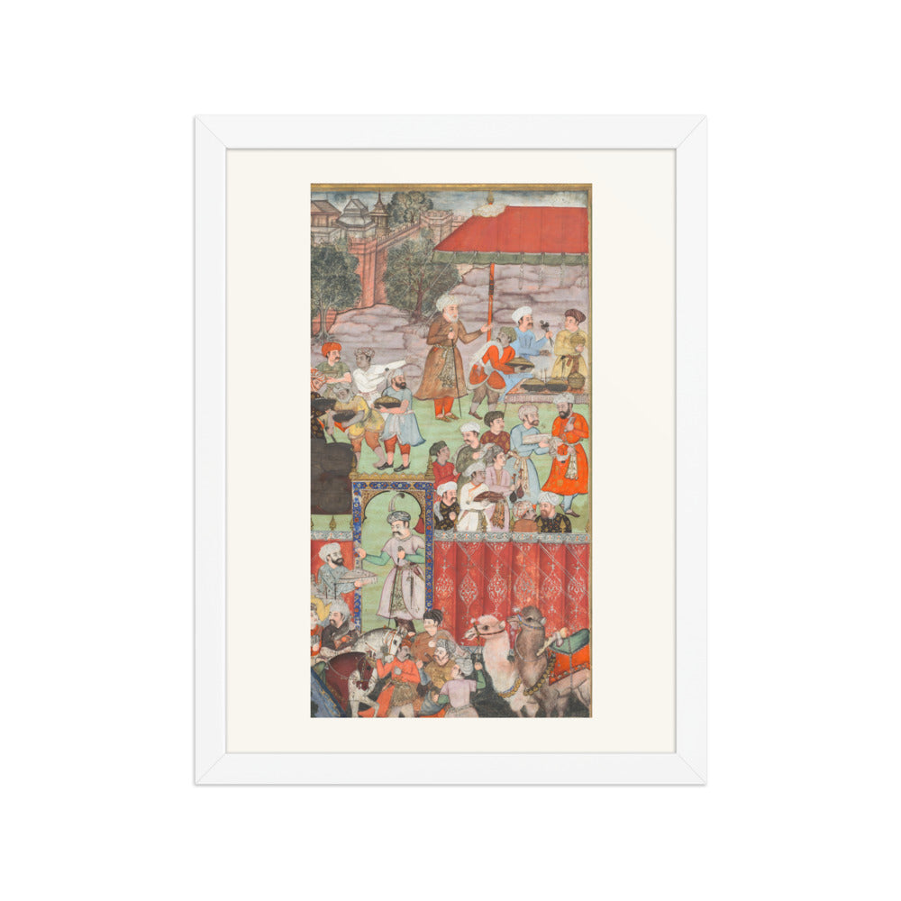 A Feast for Babur Hosted by Jahangir Mirza — Baburnama Folio | Restored Mughal Wall Art — view 6