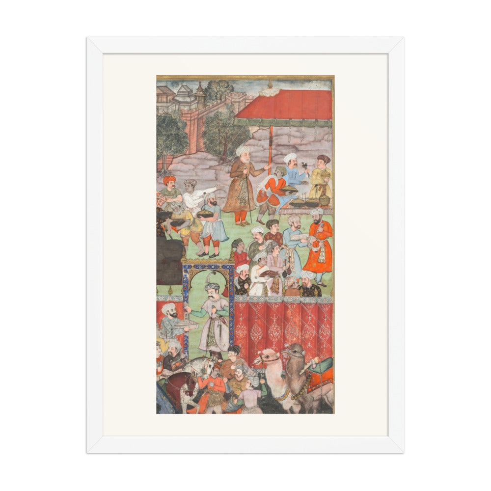 A Feast for Babur Hosted by Jahangir Mirza — Baburnama Folio | Restored Mughal Wall Art — view 3