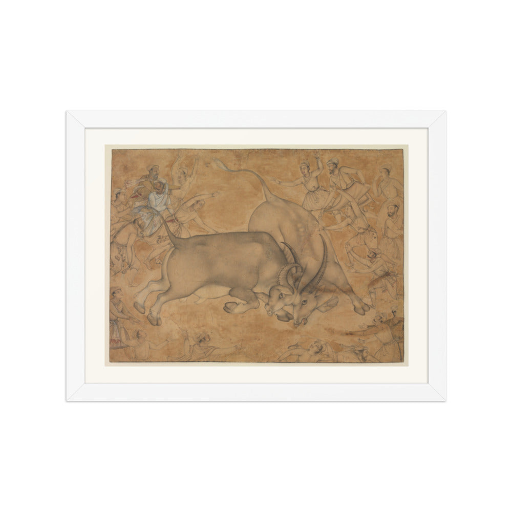 Buffaloes in Combat, attributed to Miskin | Restored Mughal Wall Art — view 6