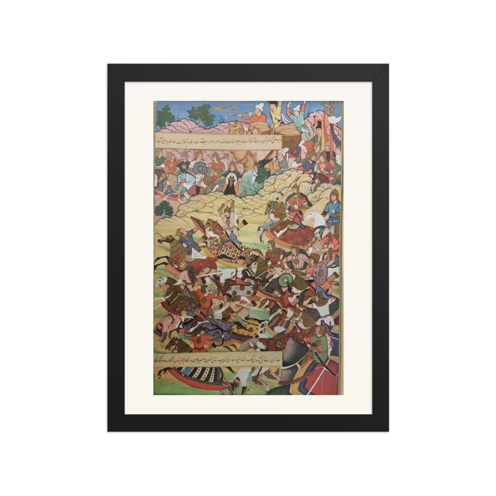 An Akbar-Era Battle Scene — Mughal Folio | Restored Mughal Wall Art — view 2