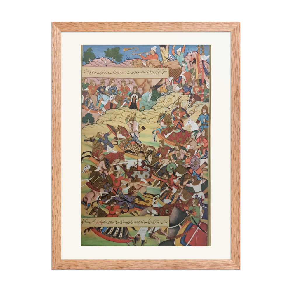 An Akbar-Era Battle Scene — Mughal Folio | Restored Mughal Wall Art — view 3