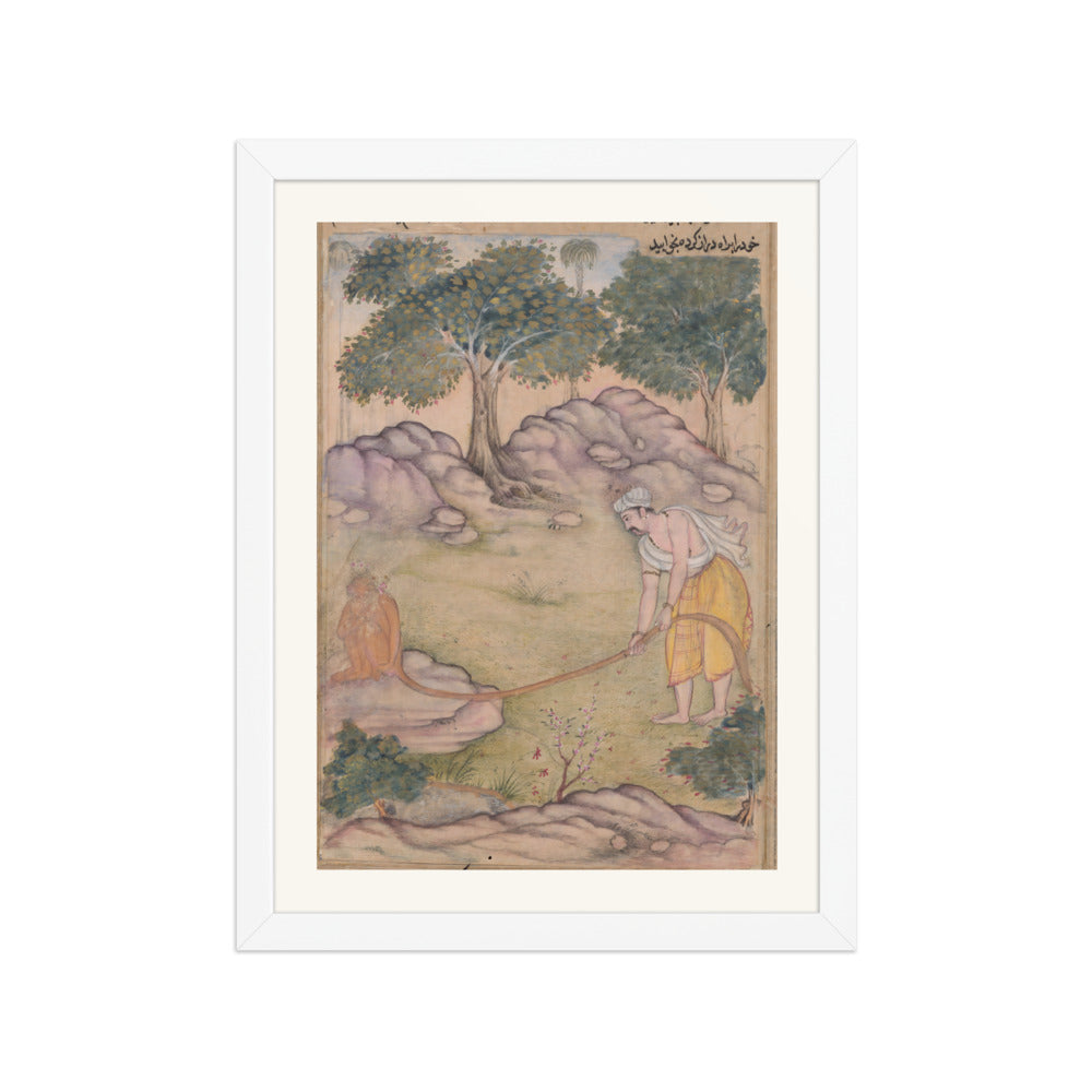 Bhima Tries to Lift Hanuman's Tail — Razmnama Folio | Restored Mughal Wall Art — view 6