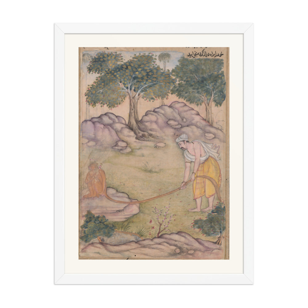 Bhima Tries to Lift Hanuman's Tail — Razmnama Folio | Restored Mughal Wall Art — view 5