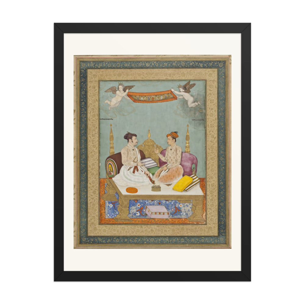 Maharaja Jai Singh of Amber and Maharaja Gaj Singh of Marwar | Restored Mughal Wall Art — view 1