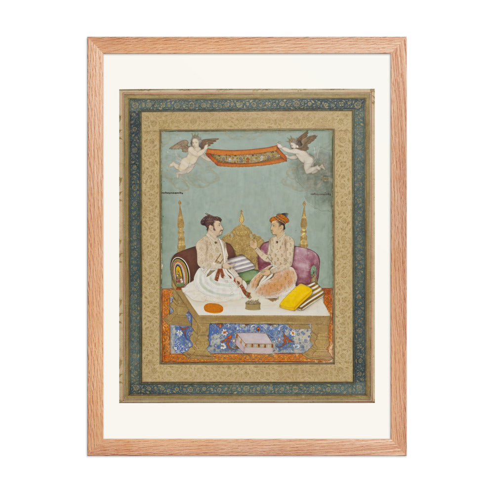 Maharaja Jai Singh of Amber and Maharaja Gaj Singh of Marwar | Restored Mughal Wall Art — view 3