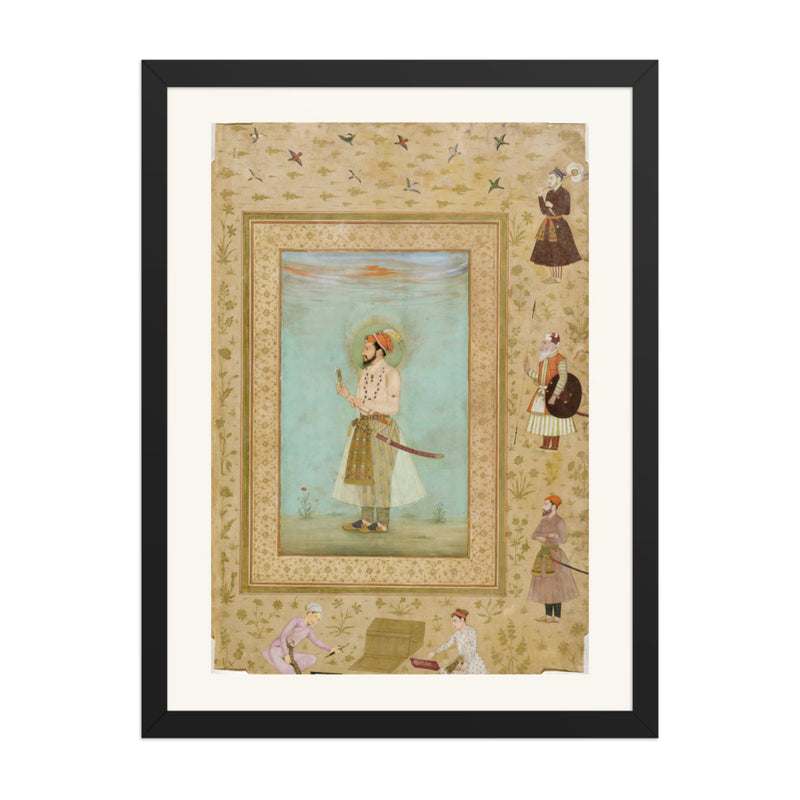 Emperor Shah Jahan Full Length — Album Folio by Bichitr | Restored Mughal Wall Art