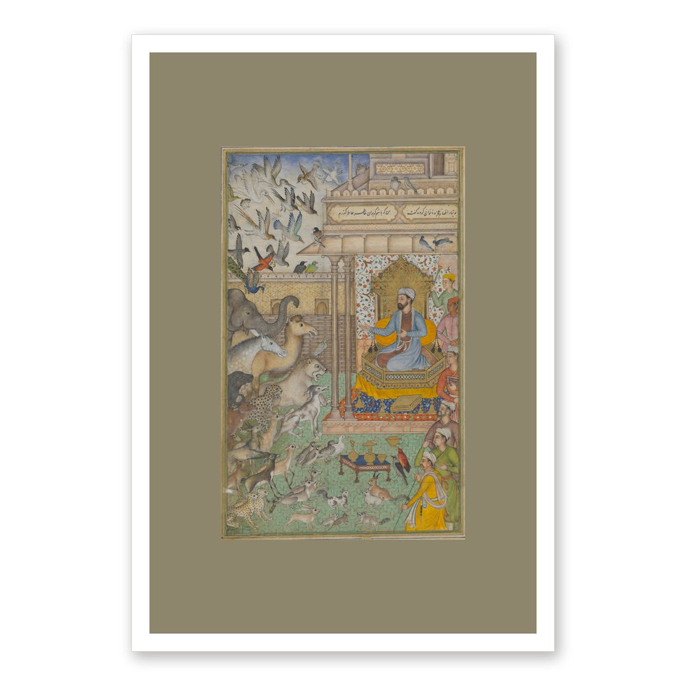 Solomon Enthroned with Animals — Restored Mughal Wall Art — view 7