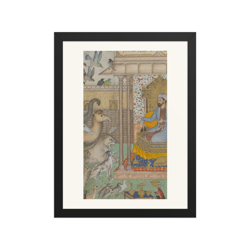 Solomon Enthroned with Animals — Restored Mughal Wall Art