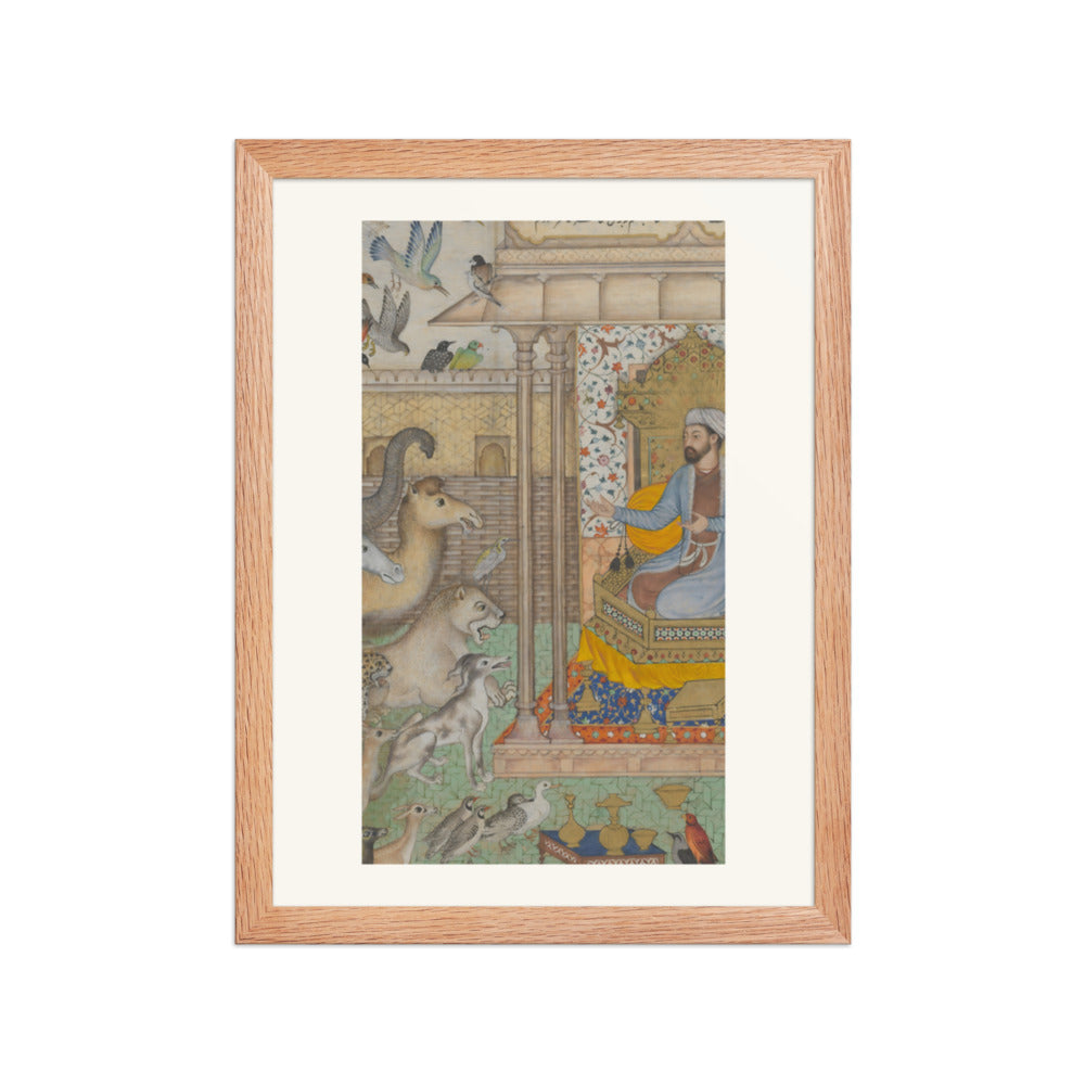 Solomon Enthroned with Animals — Restored Mughal Wall Art — view 2