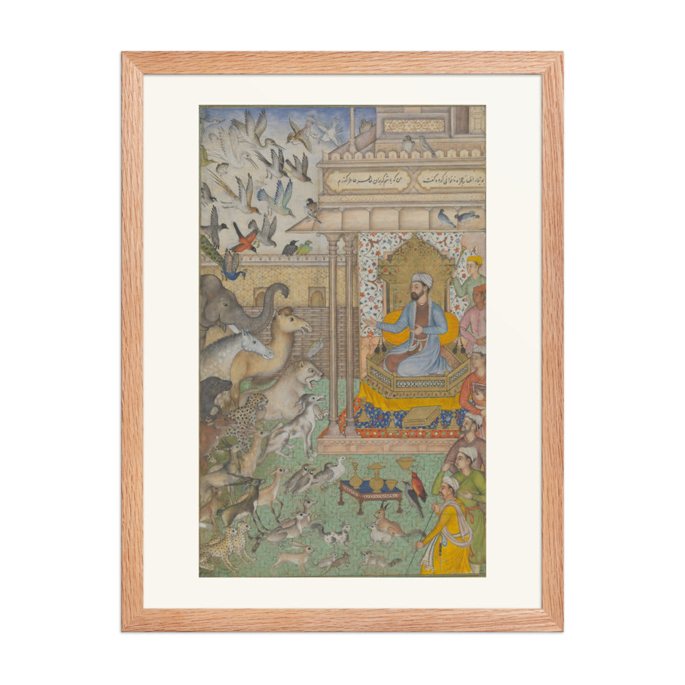 Solomon Enthroned with Animals — Restored Mughal Wall Art — view 2