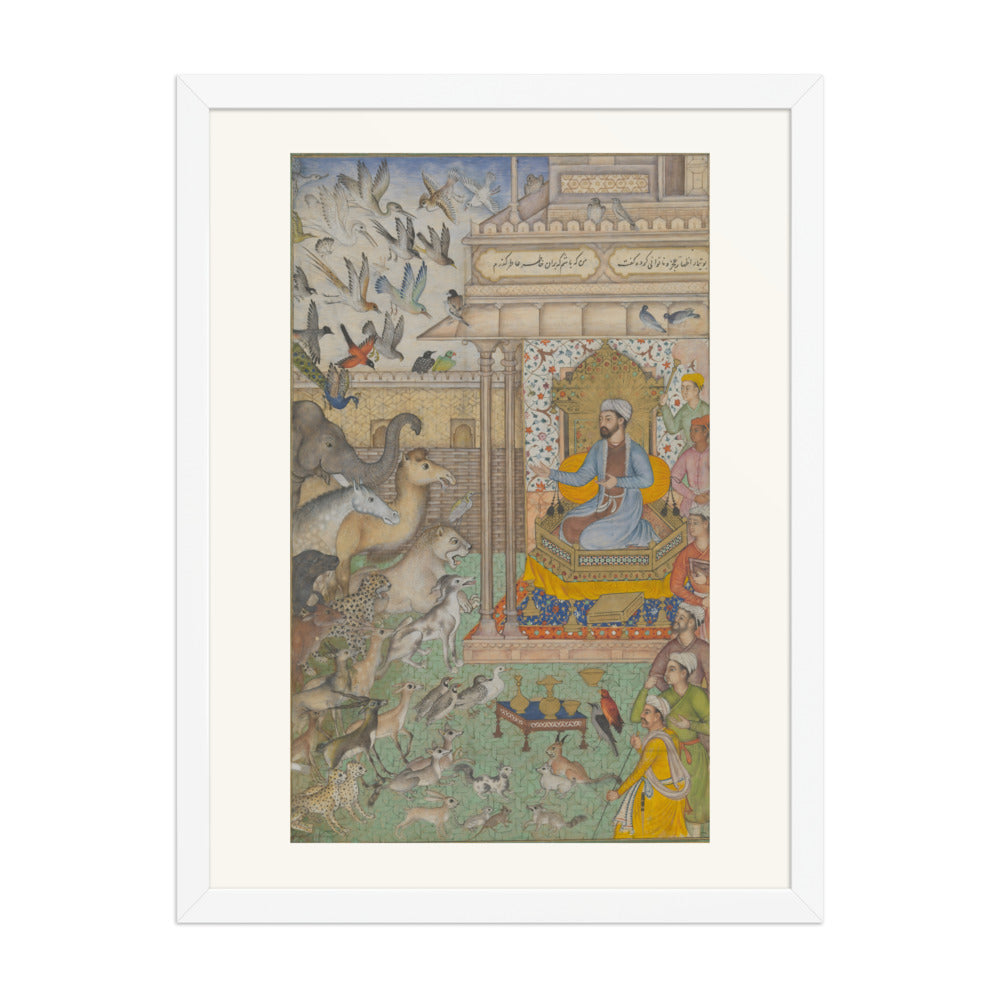 Solomon Enthroned with Animals — Restored Mughal Wall Art — view 3