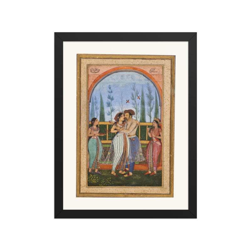 Dalliance on a Terrace by Govardhan | Restored Mughal Wall Art