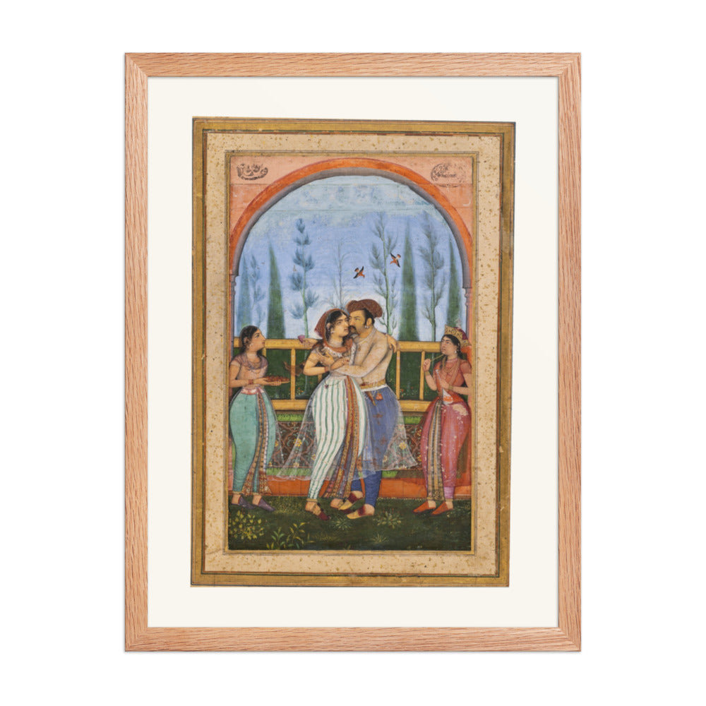 Emperor Jahangir Embracing Nur Jahan by Govardhan | Restored Mughal Wall Art — view 5