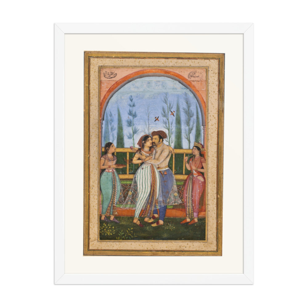 Emperor Jahangir Embracing Nur Jahan by Govardhan | Restored Mughal Wall Art — view 6