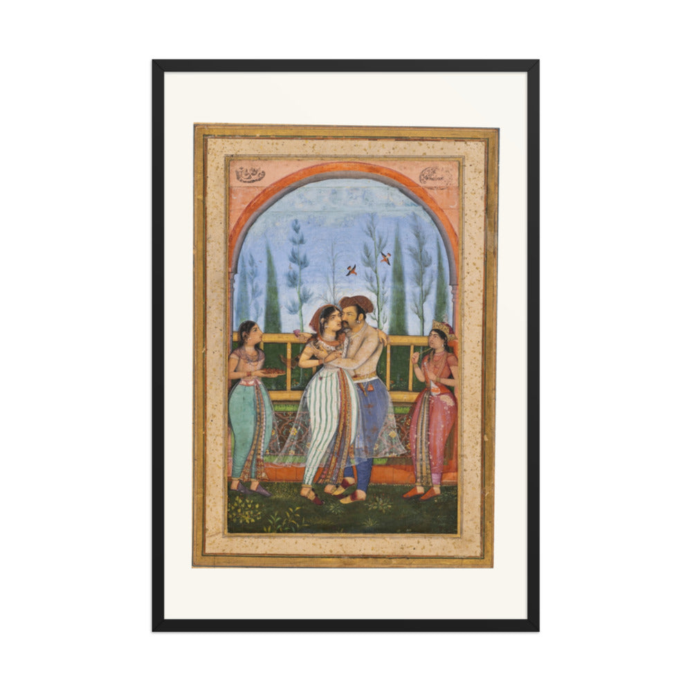 Emperor Jahangir Embracing Nur Jahan by Govardhan | Restored Mughal Wall Art — view 7