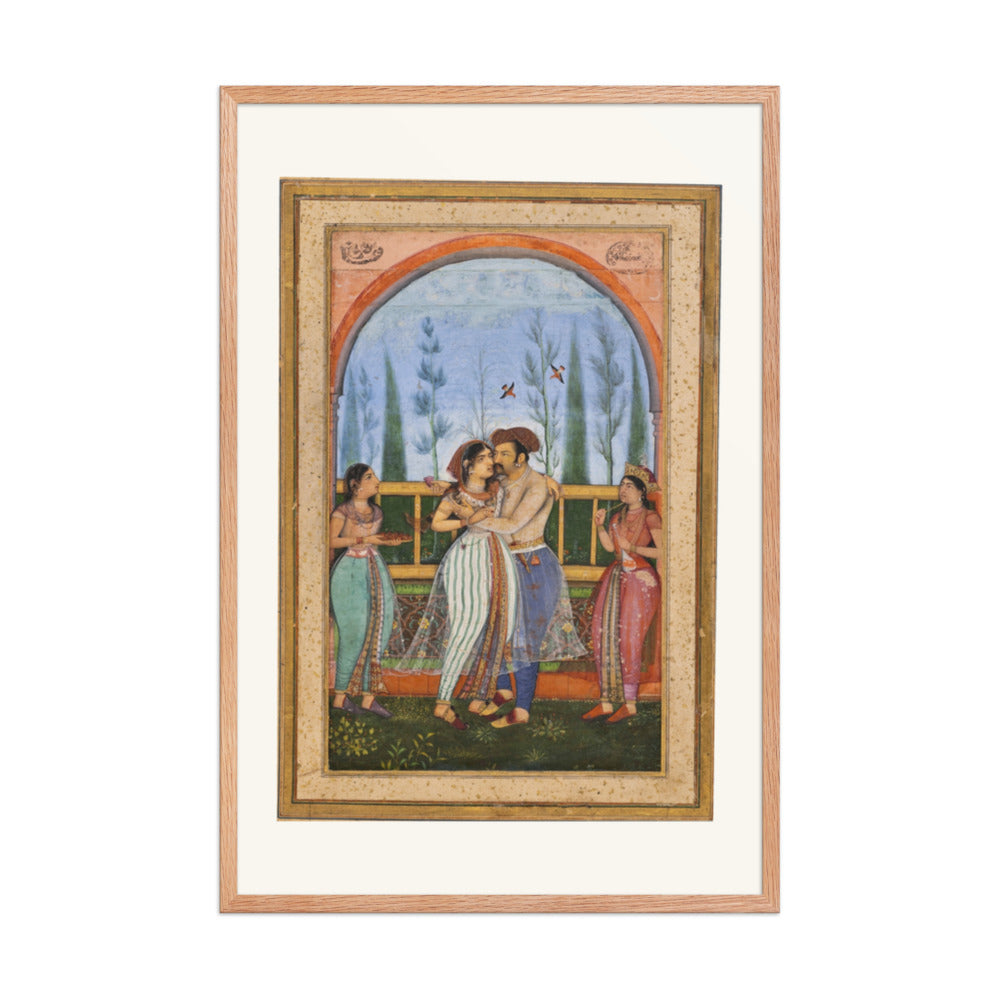 Emperor Jahangir Embracing Nur Jahan by Govardhan | Restored Mughal Wall Art — view 8