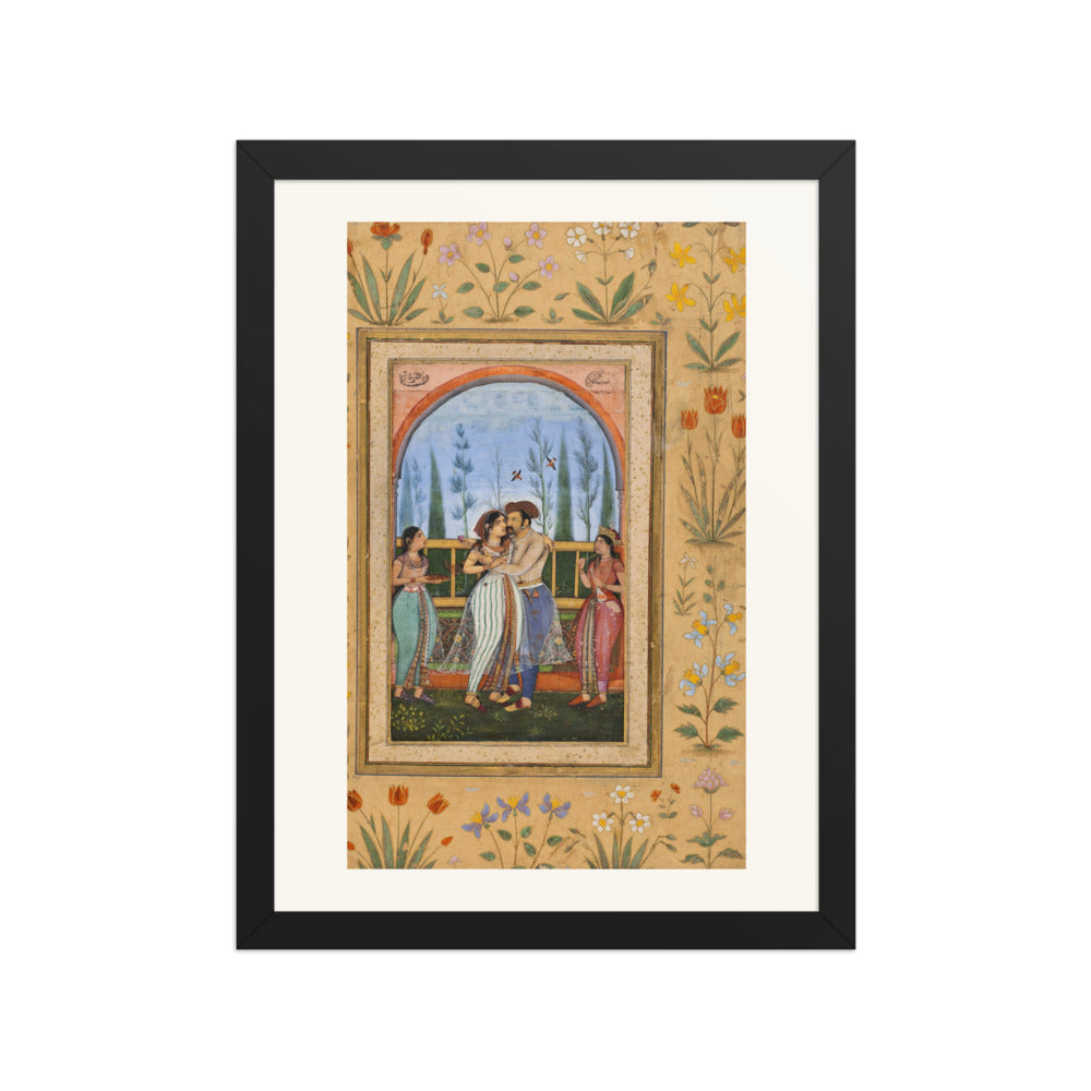 Dalliance on a Terrace by Govardhan | Restored Mughal Wall Art — view 2