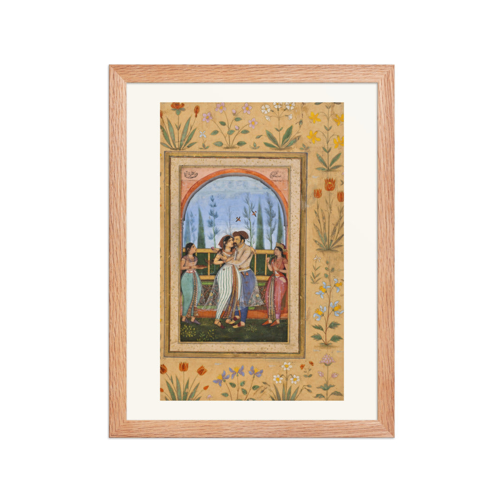 Dalliance on a Terrace by Govardhan | Restored Mughal Wall Art — view 4