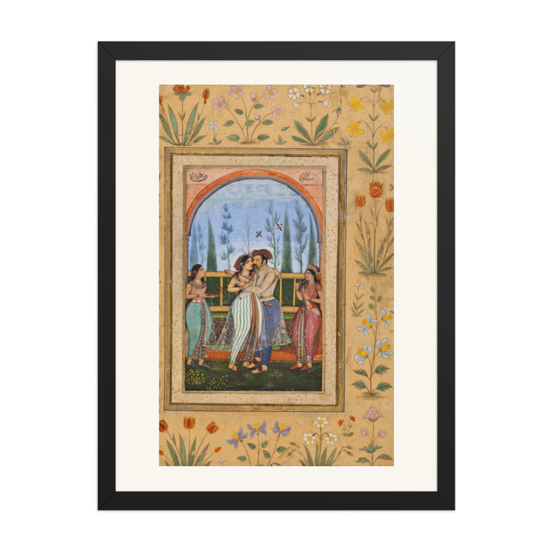 Dalliance on a Terrace by Govardhan | Restored Mughal Wall Art