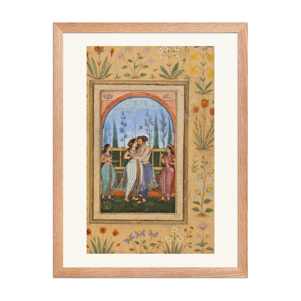 Dalliance on a Terrace by Govardhan | Restored Mughal Wall Art — view 3