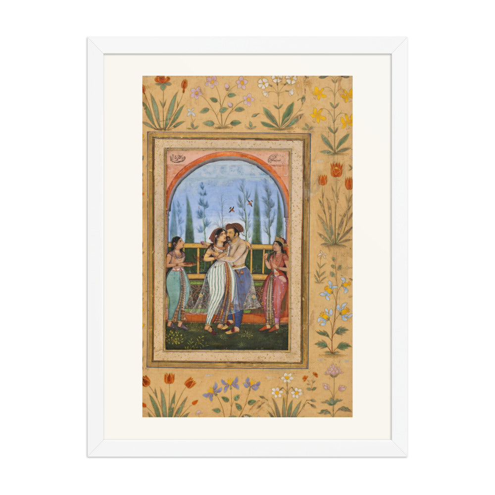 Dalliance on a Terrace by Govardhan | Restored Mughal Wall Art — view 5