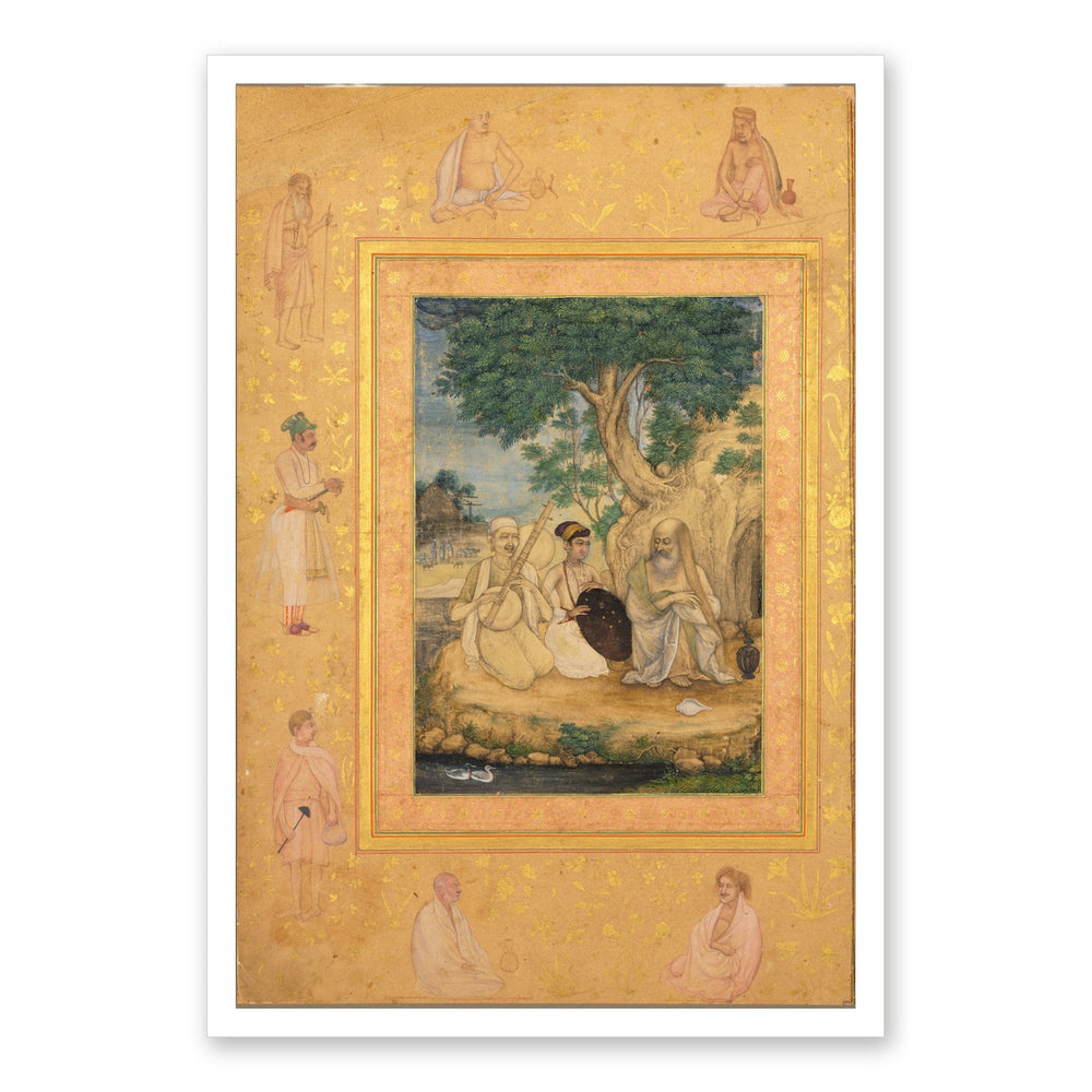 A Mughal Prince Visits Ascetics — Late Shah Jahan Album | Restored Mughal Wall Art — view 7