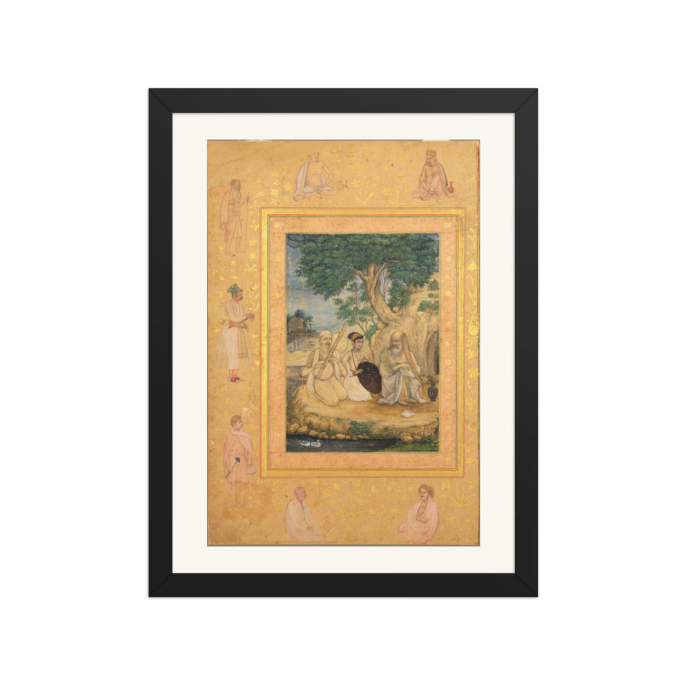 A Mughal Prince Visits Ascetics — Late Shah Jahan Album | Restored Mughal Wall Art — view 2