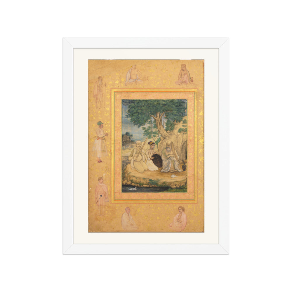 A Mughal Prince Visits Ascetics — Late Shah Jahan Album | Restored Mughal Wall Art — view 6