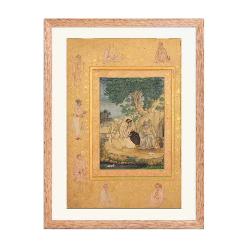 A Mughal Prince Visits Ascetics — Late Shah Jahan Album | Restored Mughal Wall Art — view 3