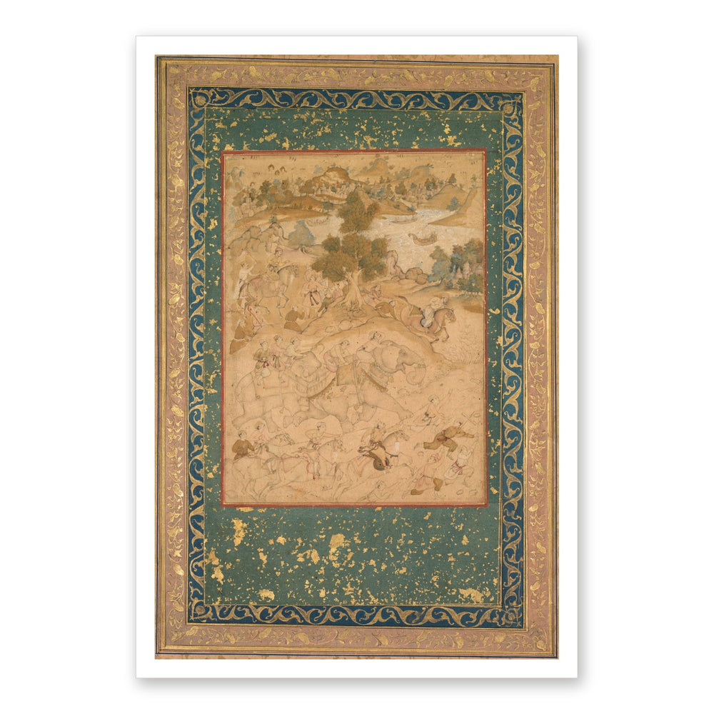 Akbar Supervising the Capture of Wild Elephants at Malwa, 1564 | Restored Mughal Wall Art — view 7