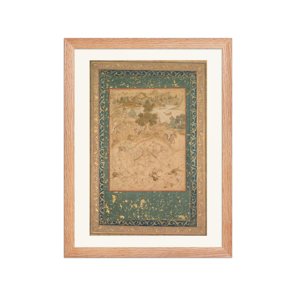 Akbar Supervising the Capture of Wild Elephants at Malwa, 1564 | Restored Mughal Wall Art — view 4
