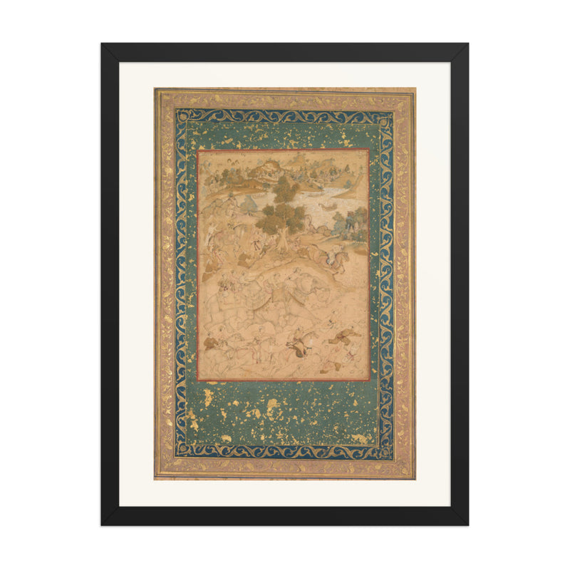 Akbar Supervising the Capture of Wild Elephants at Malwa, 1564 | Restored Mughal Wall Art