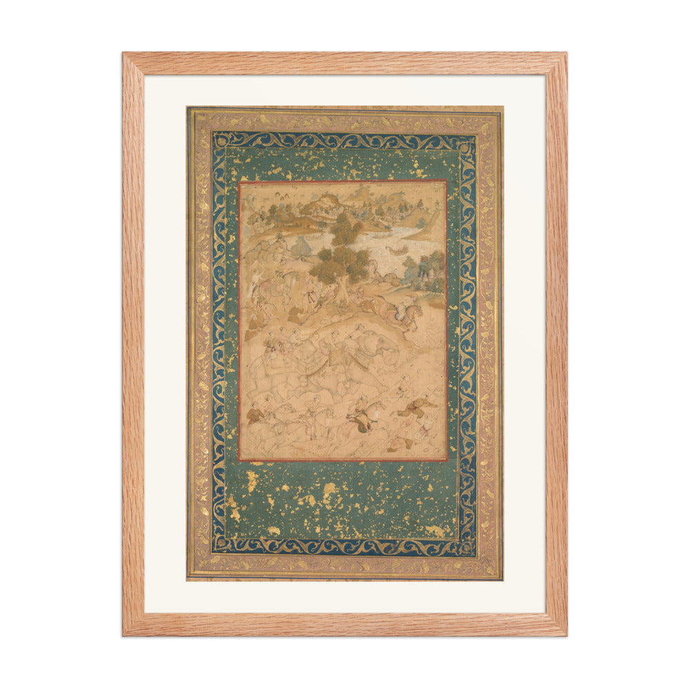 Akbar Supervising the Capture of Wild Elephants at Malwa, 1564 | Restored Mughal Wall Art — view 3